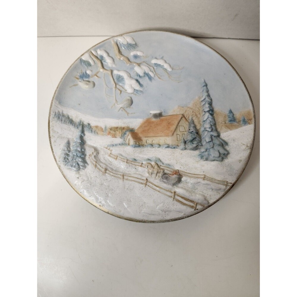 Vtg Byron Winter Plate Wall Decor